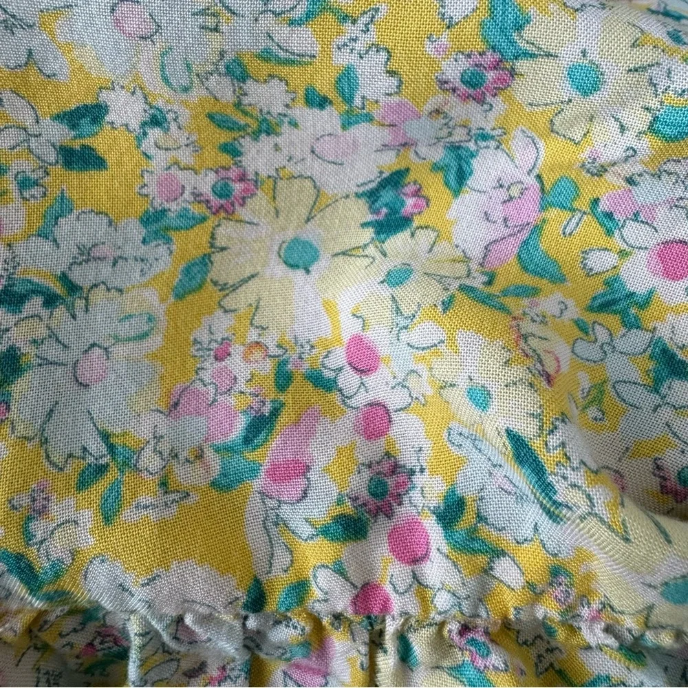 Torrid Yellow Floral Dress Womens 1 1X 14-16 Mini Challis Tiered Sleeveless Tank - Picture 11 of 14